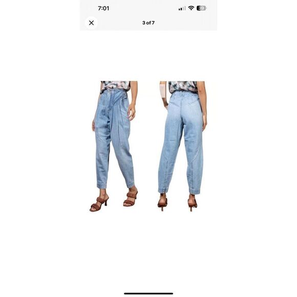 BLANK NYC Jeans WMNS 27 Blue Baggy Oversize Steal The Show Tapered Pleated Retro - Picture 8 of 15